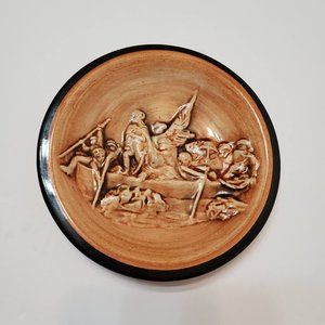 Pennsbury Pottery Vintage 5" Plate 3D Washington Crossing the Delaware PA USA